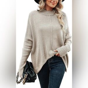 CUPSHE Women's Pullover Sweater Long Sleeve Mockneck Sweater Tops Casual Fit